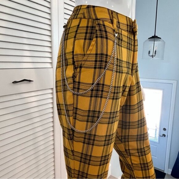 Hot Topic Yellow Plaid Pants With Detachable Chain - Picture 7 of 12